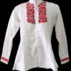 Guayabera en lino, con pechera bordada a mano de San Antonino