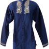 Guayabera en lino, con pechera bordada a mano de San Antonino