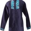 Guayabera en lino, con pechera bordada a mano de San Antonino
