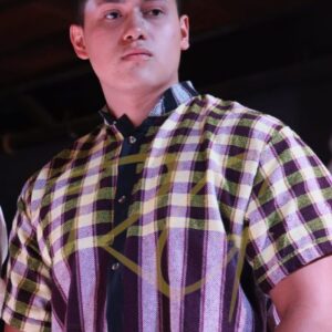 Camisa de telar de pedal, con pecho a cuadros
