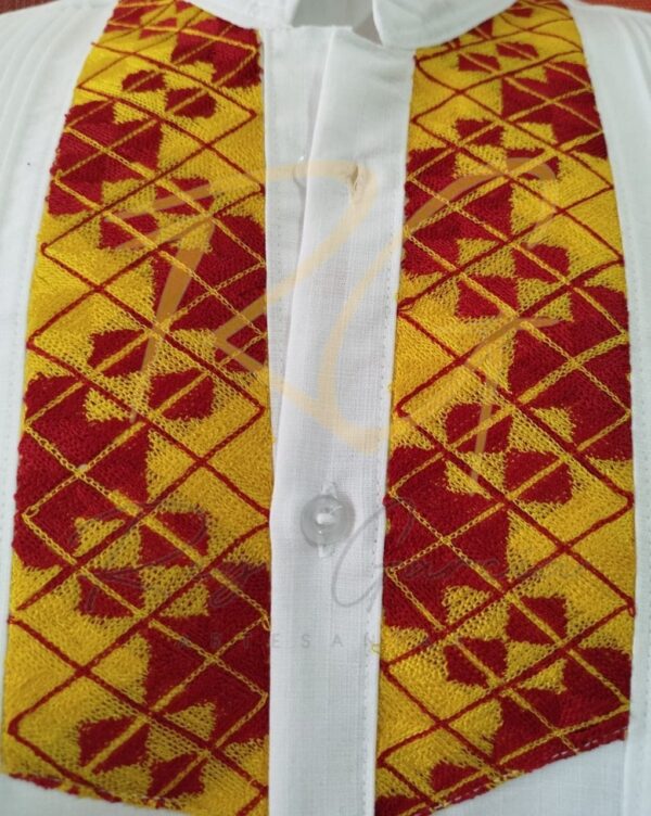 Guayabera en lino, con pechera de cadenilla del Istmo de Tehuantepec - Imagen 3
