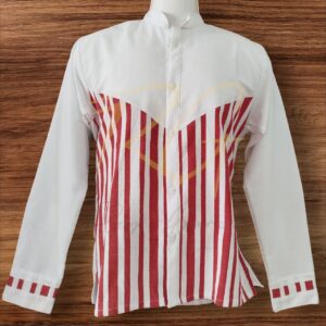 Camisa en lino, en combinación con tejido de  telar de pedal