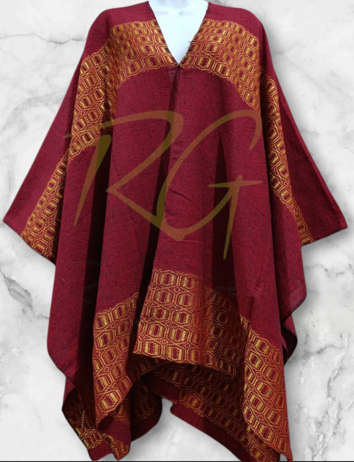 Gabán tejido en telar de pedal con labrado de nochebuena - Imagen 3