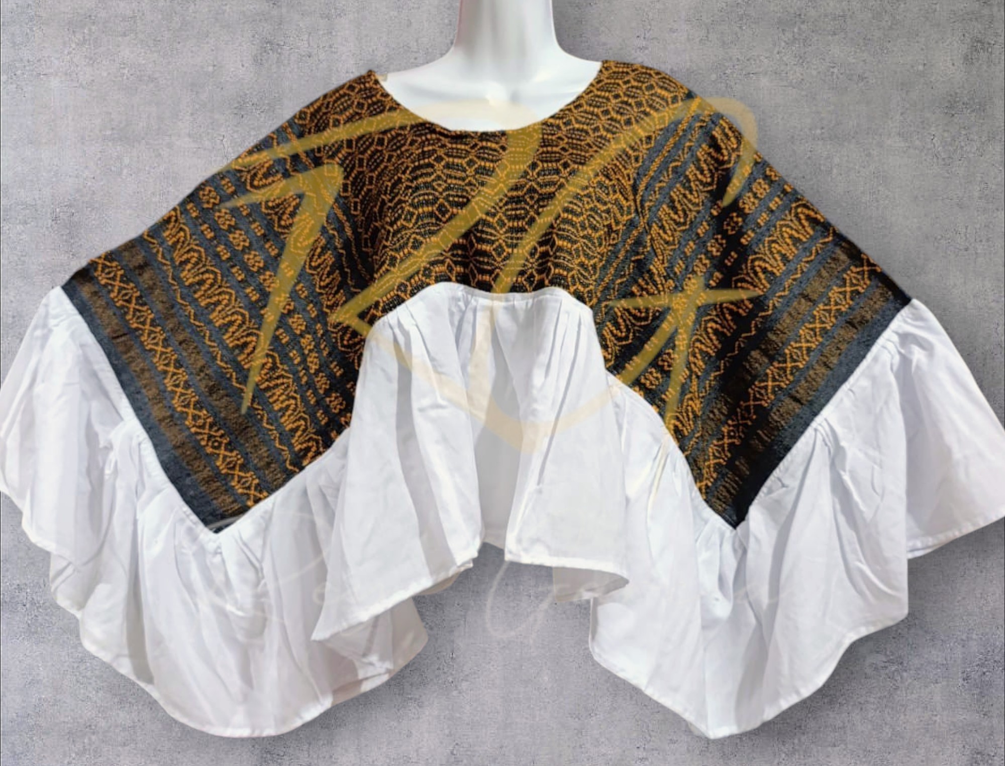 Blusa ala de mariposa, tejida en telar de pedal con labrado de nochebuena - Imagen 13
