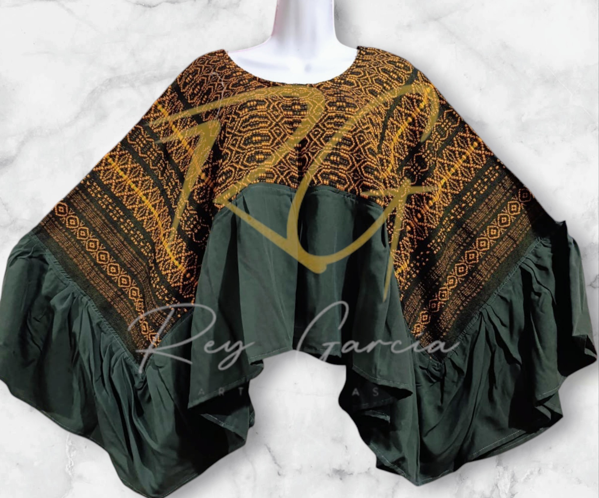 Blusa ala de mariposa, tejida en telar de pedal con labrado de nochebuena - Imagen 10